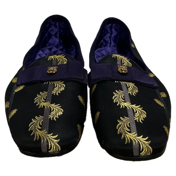 Gucci Slip-On Jacquard Dress Loafers in Black Satin